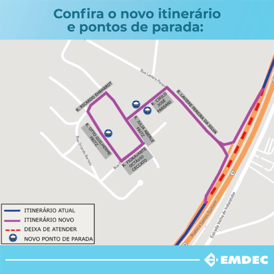 Desenho do novo itinerário e pontos de parada