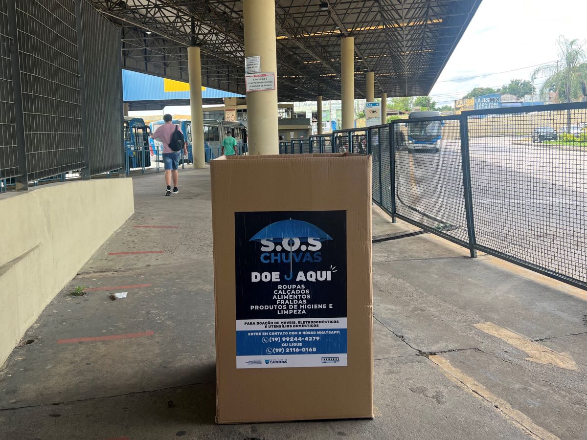 Caixa da Campanha disponível no Terminal Ouro Verde para entrega de donativos