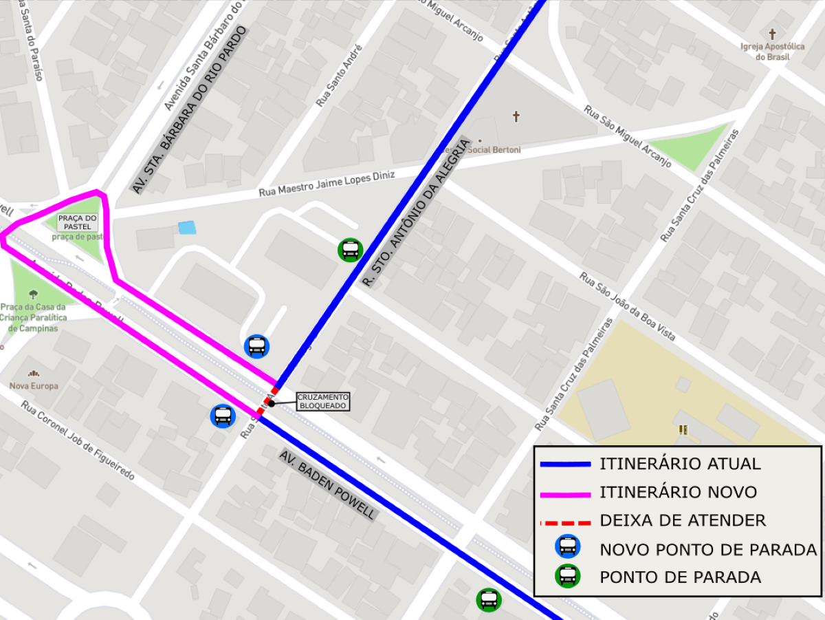 Mapa mostra mudanças na Linha 499