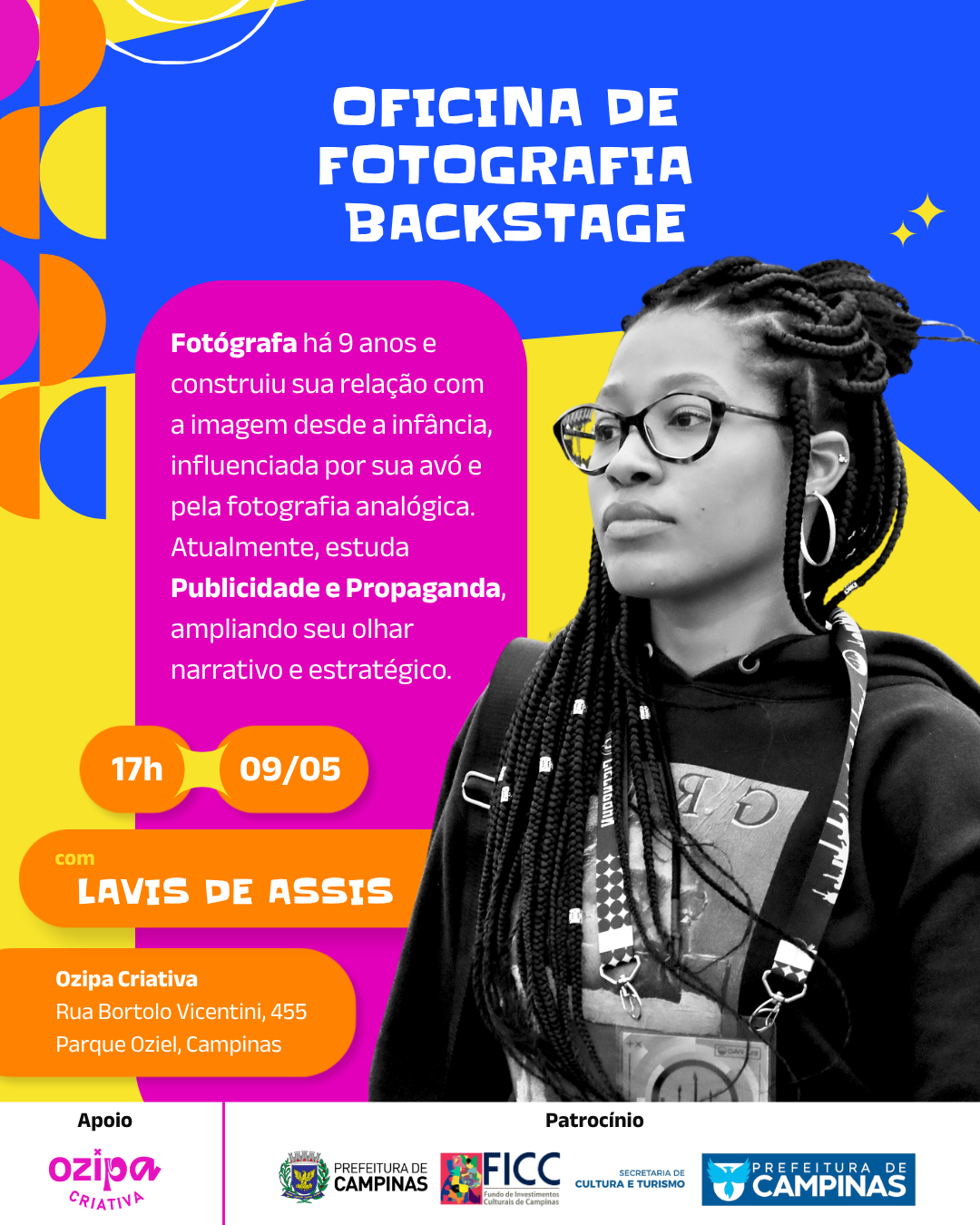 Oficina de fotografia backstage acontece no projeto “Não Me Olha”, com atividades gratuitas aos sábados de maio