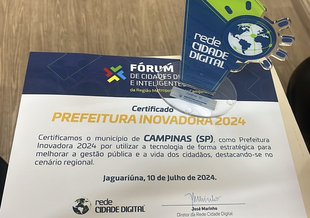 Campinas recebeu certificado durante cerimônia em Jaguariúna