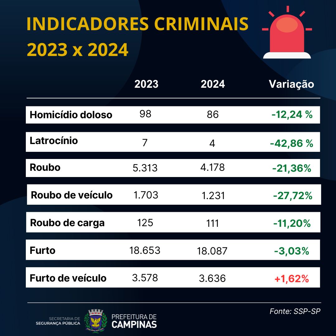 Levantamento reuniu números dos boletins de ocorrências de Campinas